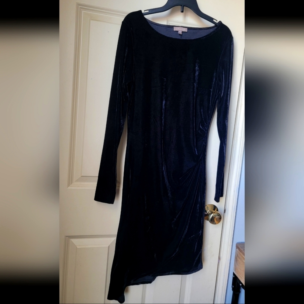 Elegant Black Asymmetrical Velvet Dress